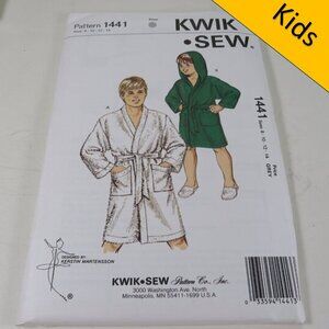 Kwik Sew 1441 sewing pattern Kids Robe, Hooded Robe UNCUT